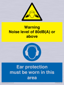 Warning Noise level of 80dB(A) or above. Ear protection must be worn in this area